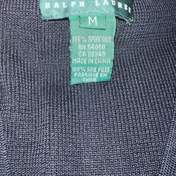 Lauren Ralph Lauren Black Cardigan M 100% Spun Silk Knit Classic Sweater - Picture 6 of 8